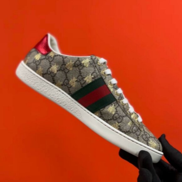 Gucci Ace Canvas Bee Pattern Fashion Sneakers for Men, Brown - Picture 5 of 5